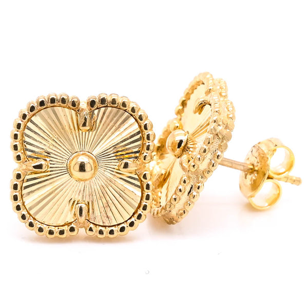 graziella 10KT Yellow Gold Clover Stud Earrings