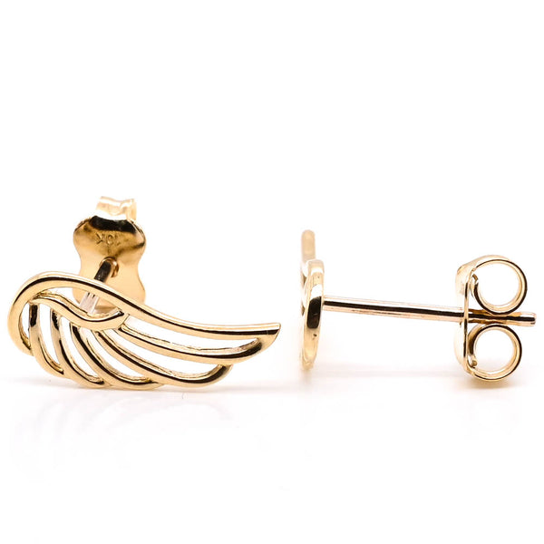 graziella 10KT Yellow Gold Feather Stud Earrings