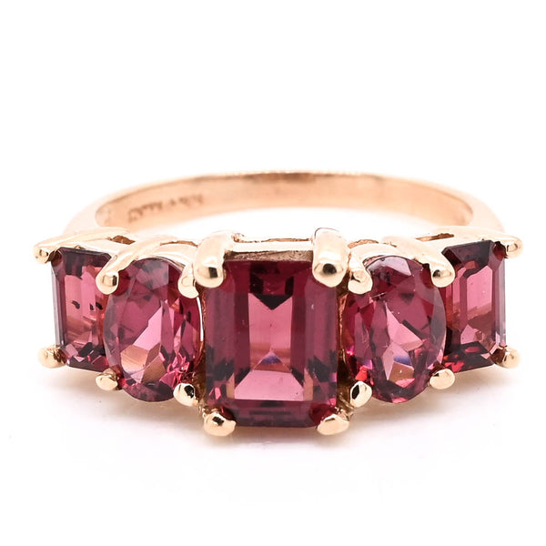 Graziella 10KT Yellow Gold Garnet Ring
