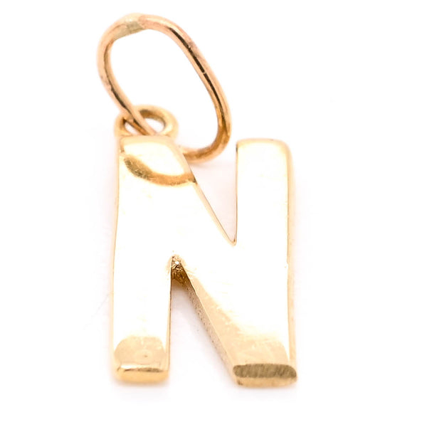 graziella 10KT Yellow Gold "N" Initial Pendant