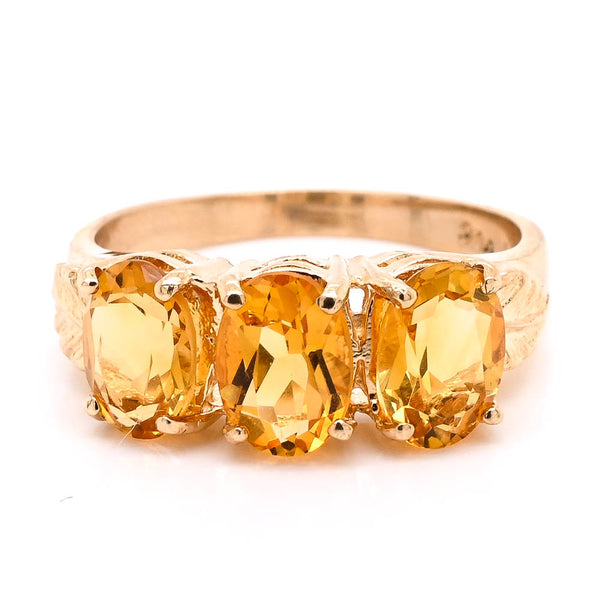 graziella 10KT Yellow Gold Oval Shape Citrine Ring
