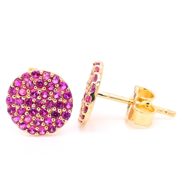 graziella 10KT Yellow Gold Red C.Z Stud Earrings