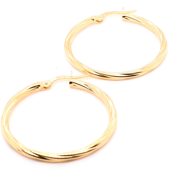 graziella 10KT Yellow Gold Twisted Hoop Earrings