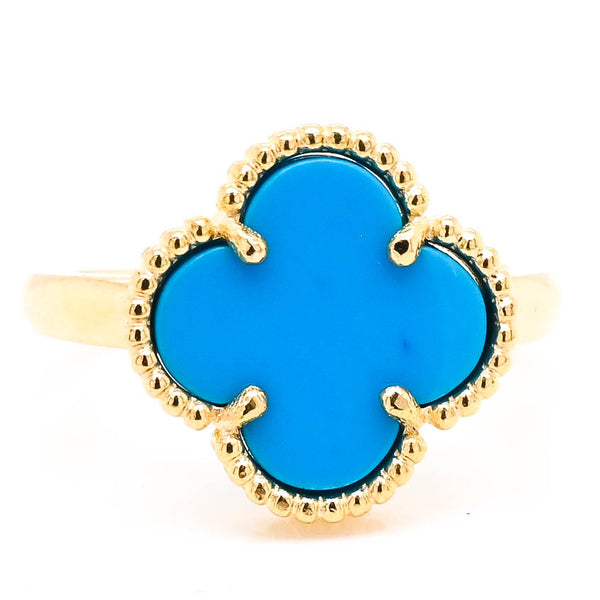 graziella 10KT Yellow GoldTurquoise Flower Ring