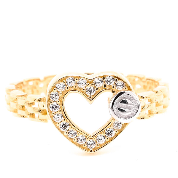 graziella 10KT Yellow & White Gold C.Z Heart Ring