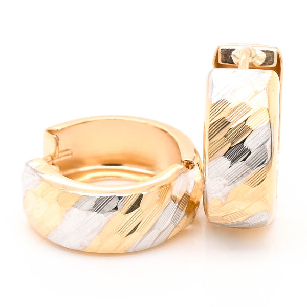 graziella 10Kt Yellow & White Gold Huggie Earrings