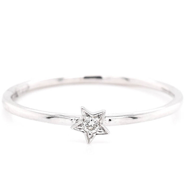 Graziella 14KT White Gold 0.02CT Star Ring