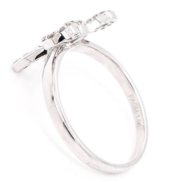 Graziella 14KT White Gold 0.34CTW Diamond Bow Ring