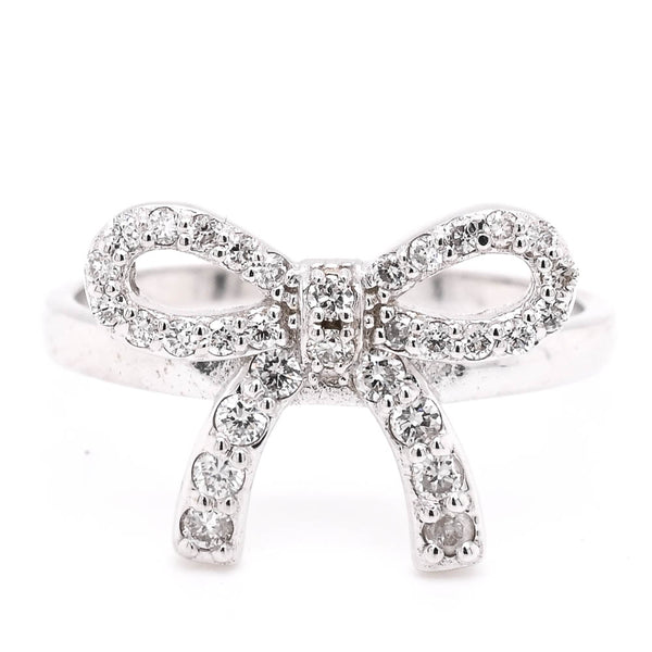 Graziella 14KT White Gold 0.34CTW Diamond Bow Ring
