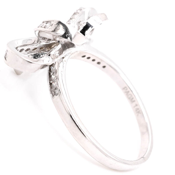 Graziella 14KT White Gold 0.43CTW Diamond Bow Ring