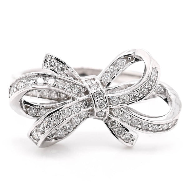 graziella 14KT White Gold 0.43CTW Diamond Bow Ring