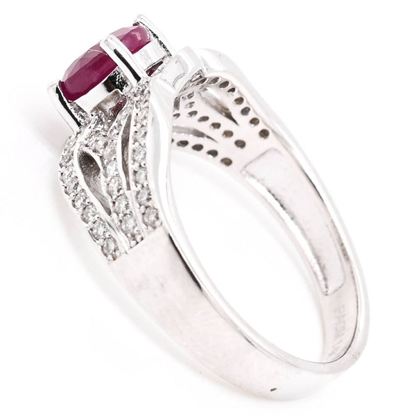 Graziella 14KT White Gold 0.90CT Ruby & Diamond Ring