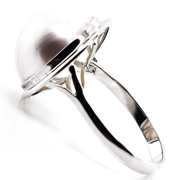 Graziella 14KT White Gold 13-14MM Mabe Pearl Ring