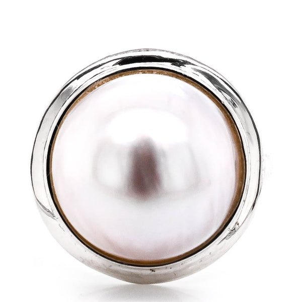 graziella 14KT White Gold 13-14MM Mabe Pearl Ring