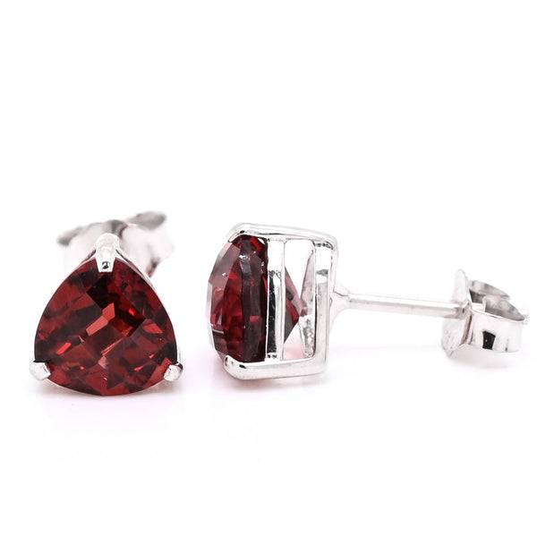 graziella 14KT White Gold 6MM Garnet Stud Earrings