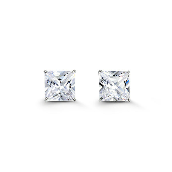 graziella 14KT White Gold 7MM Square C.Z. Studs