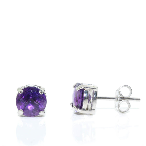 graziella 14KT White Gold Amethyst Stud Earrings