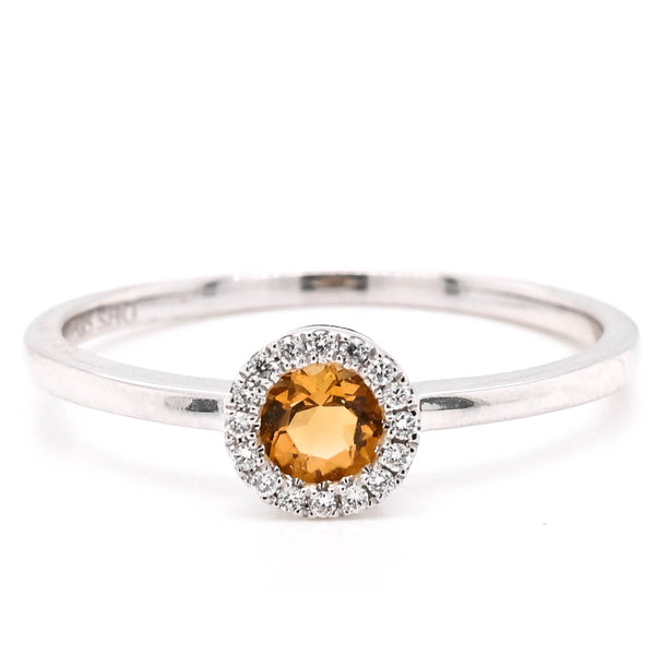 graziella 14KT White Gold Citrine & and Diamond Ring