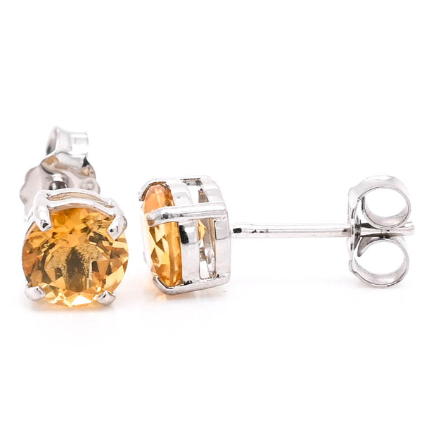 graziella 14KT White Gold Citrine Stud Earrings