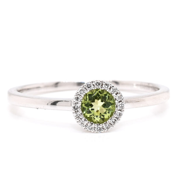 graziella 14KT White Gold Peridot and Diamond Ring