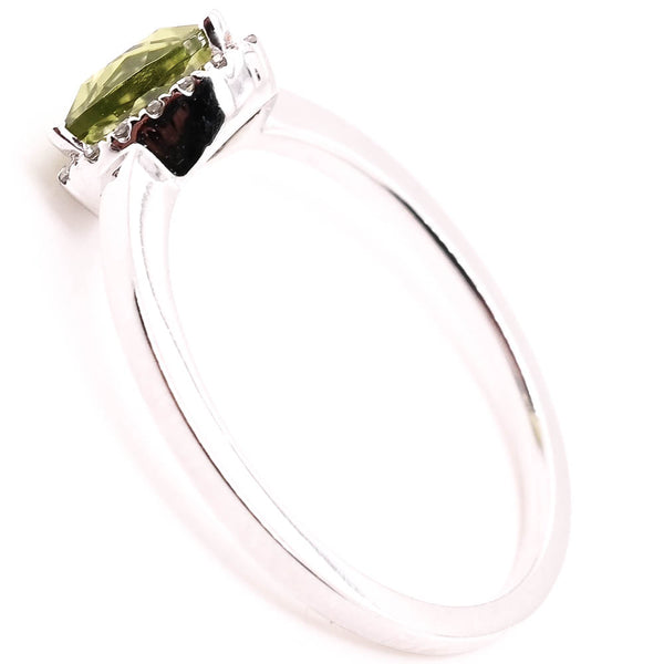 Graziella 14KT White Gold Peridot & Diamond Ring