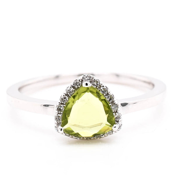 Graziella 14KT White Gold Peridot & Diamond Ring