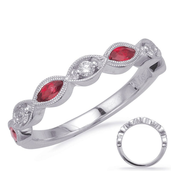 graziella 14KT White Gold Ruby and Diamond Band
