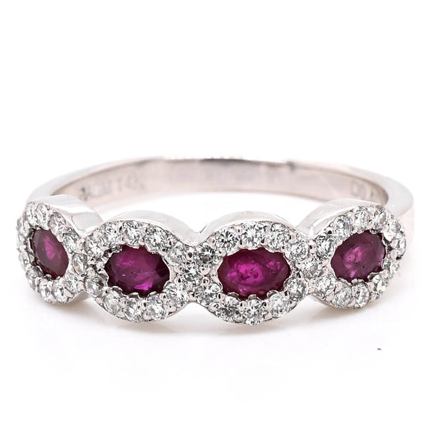 graziella 14KT White Gold Ruby and Diamond Ring