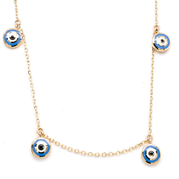 graziella 14KT Yellow Gold 16" Evil Eye Necklace