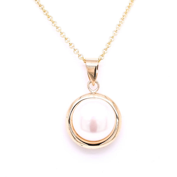 graziella 14KT Yellow Gold 18" 8-9mm Pearl Necklace
