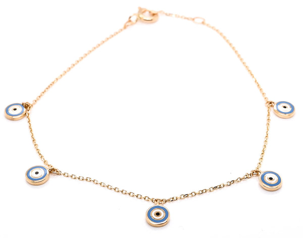 graziella 14KT Yellow Gold 7" Eveil Eye Bracelet