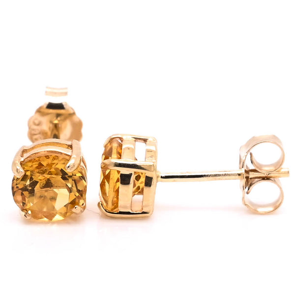 graziella 14KT Yellow Gold Citrine Stud Earrings
