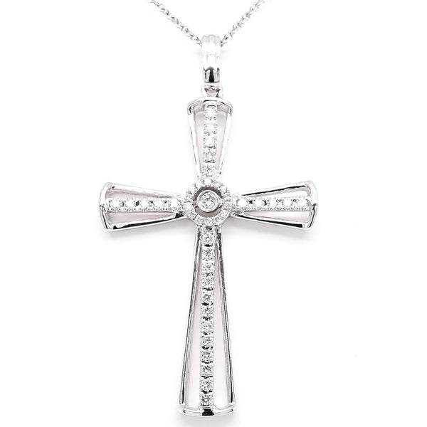 graziella 18KT White Gold 18" 0.27CTW Diamond Cross