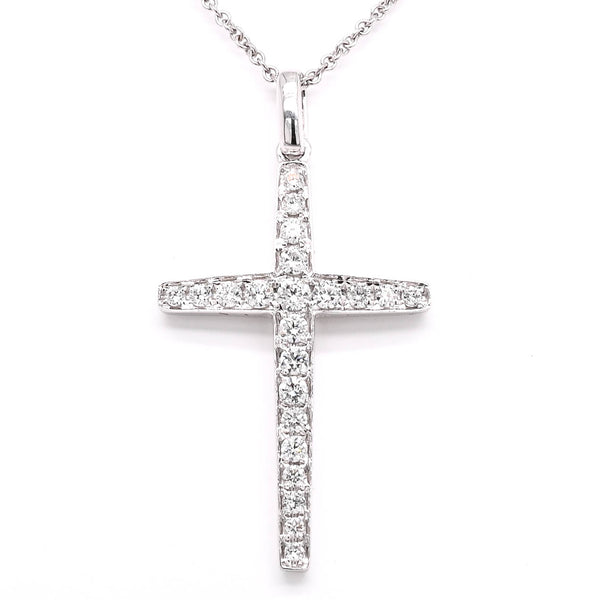 graziella 18KT White Gold 18" 0.48CTW Diamond Cross