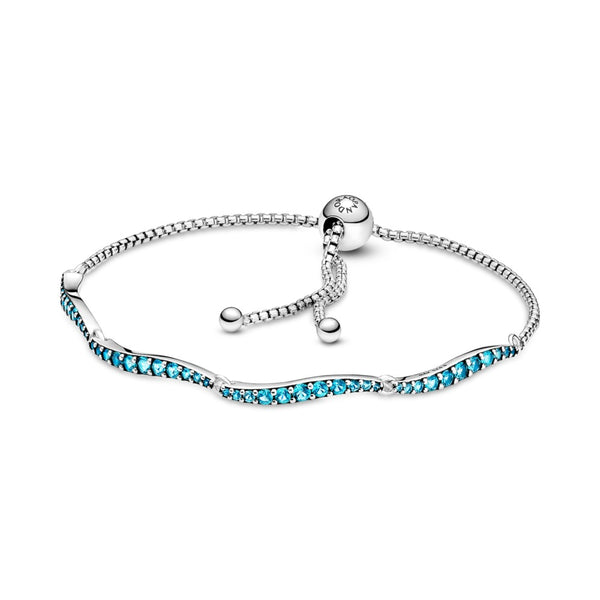 graziella Blue Wavy Slider Bracelet