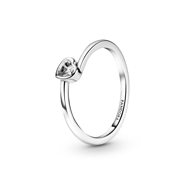 graziella Clear Tilted Heart Solitaire Ring