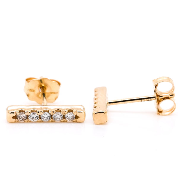 Graziella Graziella Originals 14KT Yellow Gold 0.12 CTW Bar Style Post Back Diamond Earrings
