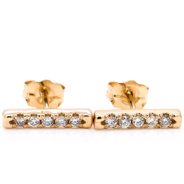 graziella Graziella Originals 14KT Yellow Gold 0.12 CTW Bar Style Post Back Diamond Earrings