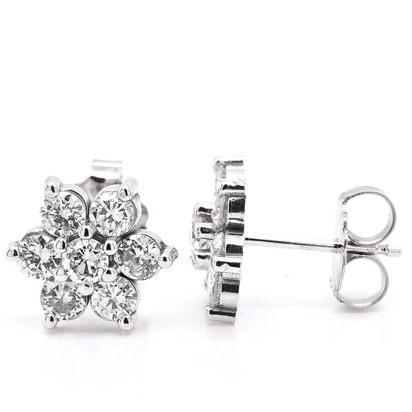 Graziella Graziella Originals Flower 14KT White Gold 0.84CTW CTW Stud Style Backing Diamond Earrings