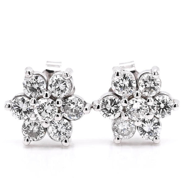 graziella Graziella Originals Flower 14KT White Gold 0.84CTW CTW Stud Style Backing Diamond Earrings