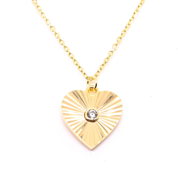graziella Sterling Silver 18" Heart C.Z Necklace