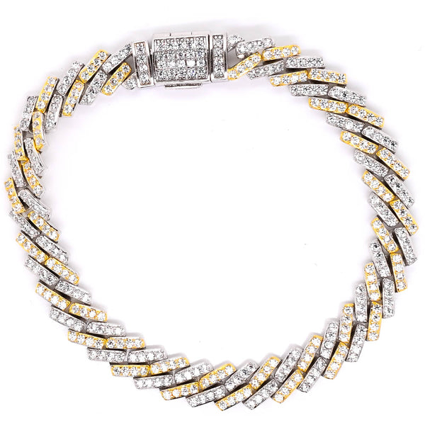 Graziella Sterling Silver 8" 6.5 C.Z Link Bracelet