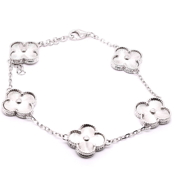 graziella Sterling Silver 8" Multi Clover Bracelet