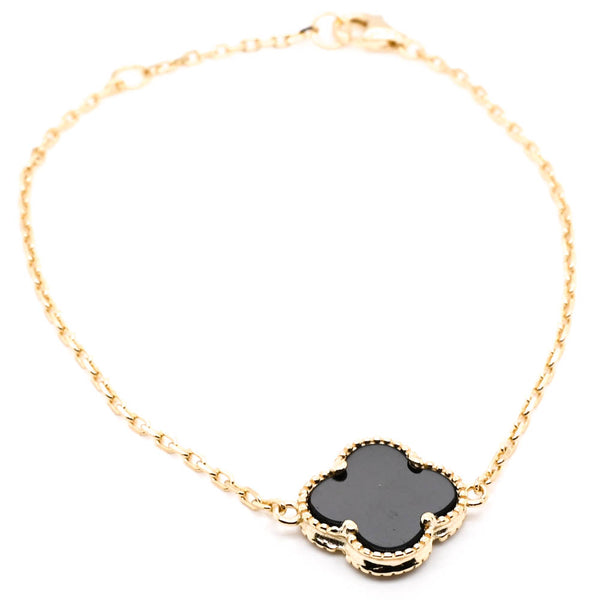 graziella Sterling Silver 8" Onyx Flower Bracelet