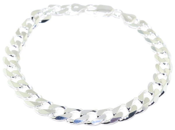 graziella Sterling Silver 9" 9mm Curb Link Bracelet