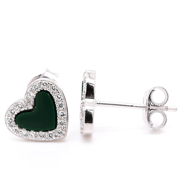 graziella Sterling Silver C.Z Heart Stud Earrings