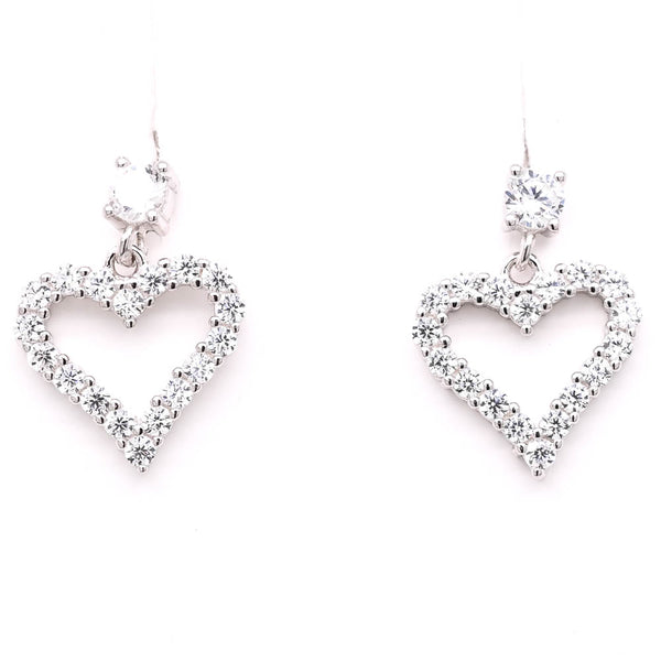 graziella Sterling Silver C.Z Heart Stud Earrings