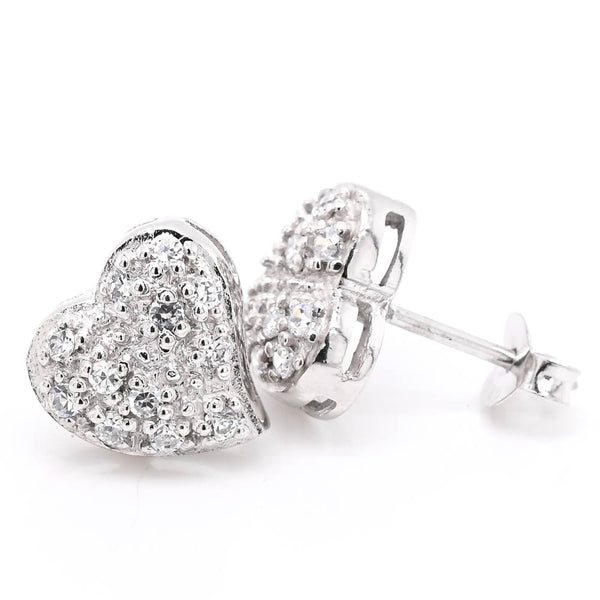 graziella Sterling Silver C.Z Heart Stud Earrings