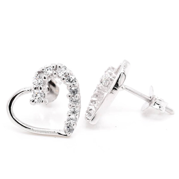 graziella Sterling Silver C.Z Heart Stud Earrings