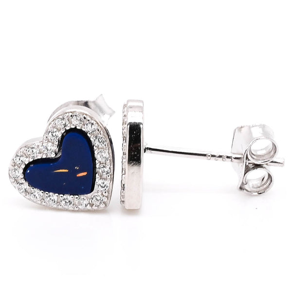 graziella Sterling Silver C.Z Heart Stud Earrings